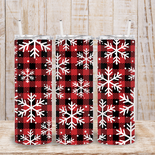 Snowy Plaid Tumbler
