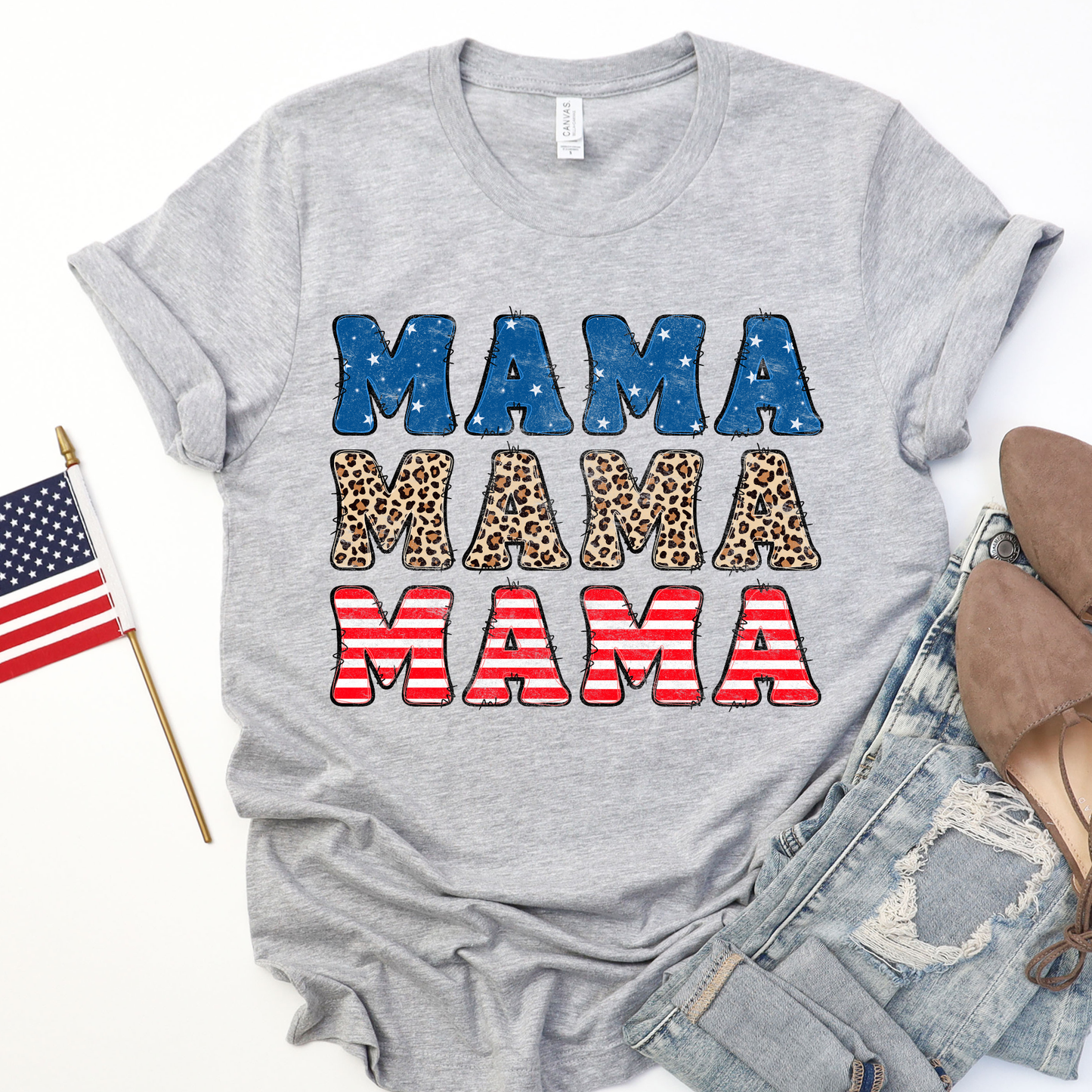 American Mama Grey Graphic Tee