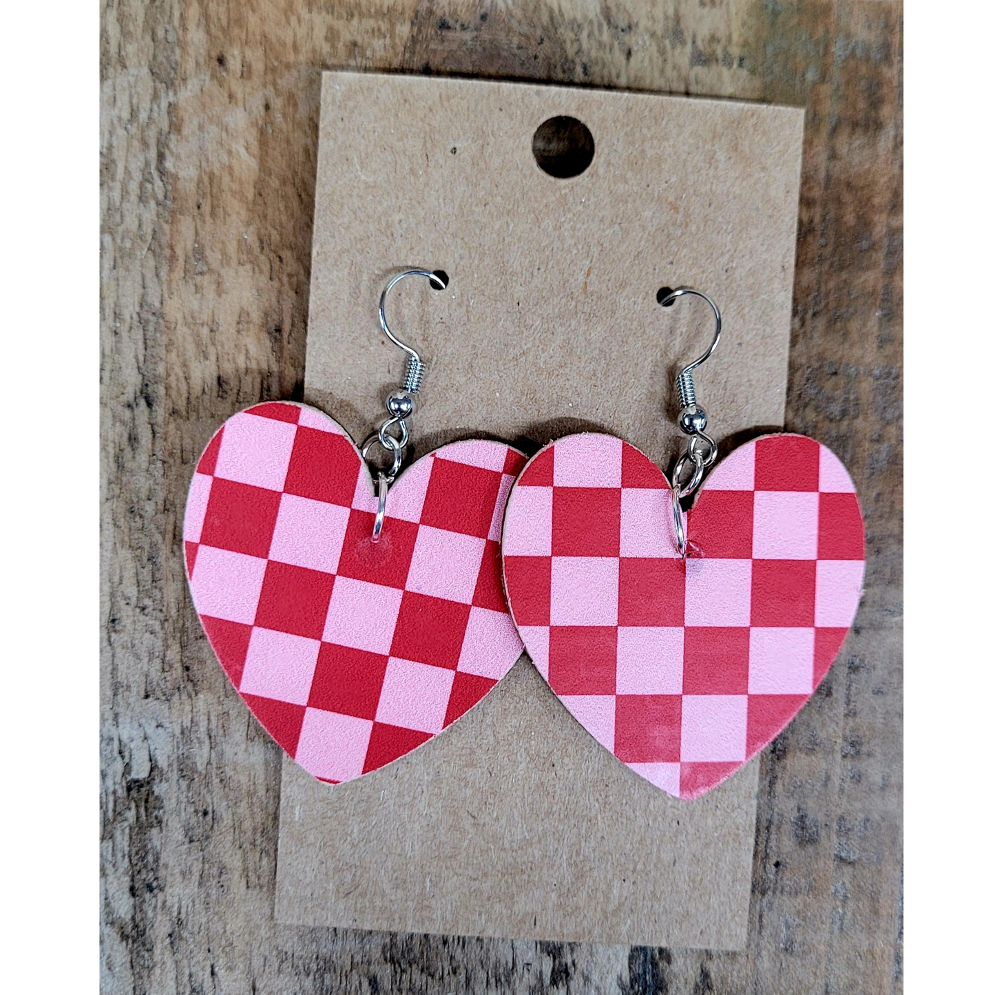 Checkered Heart Earrings