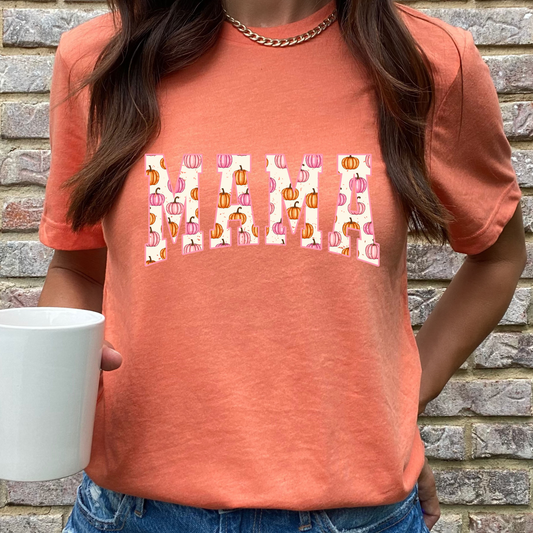 Pink Pumpkin Mama Orange Graphic Tee