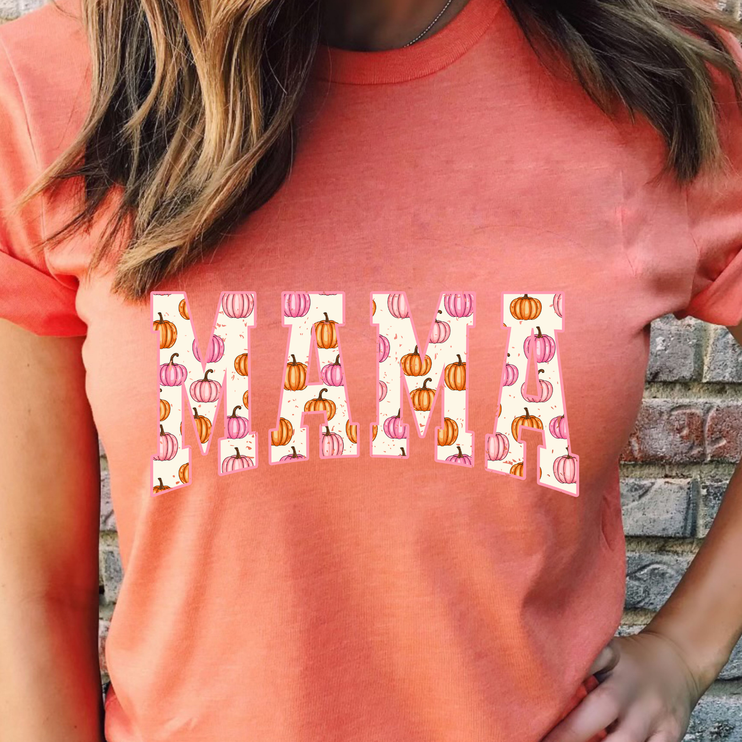 Pink Pumpkin Mama Orange Graphic Tee