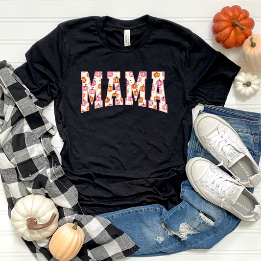 Pink Pumpkin Mama Black Graphic Tee