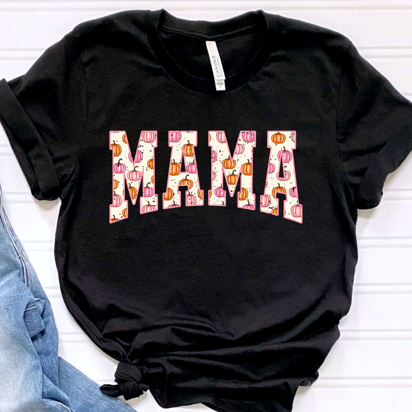 Pink Pumpkin Mama Black Graphic Tee