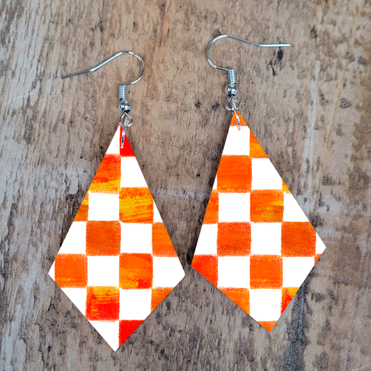 Orange Checkered  Earrings