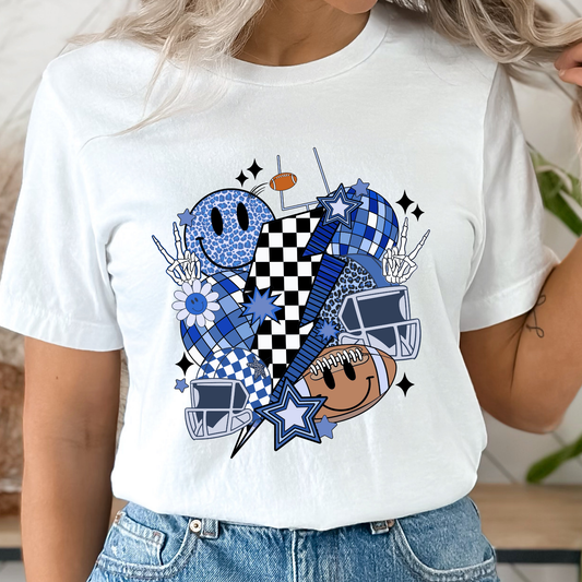 Football Collage Dark Blue Graphic Tee