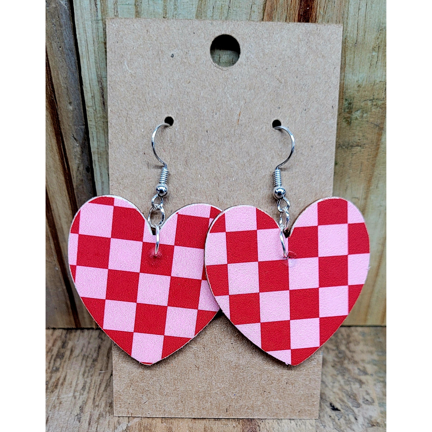 Checkered Heart Earrings