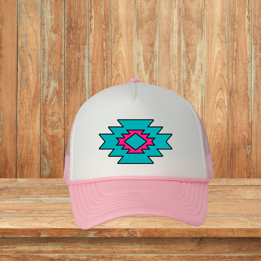 Turquoise and Pink Hat