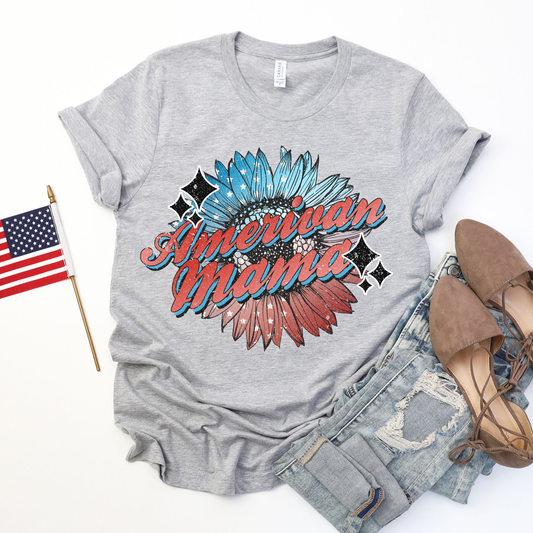American Mama Flower Graphic Tee
