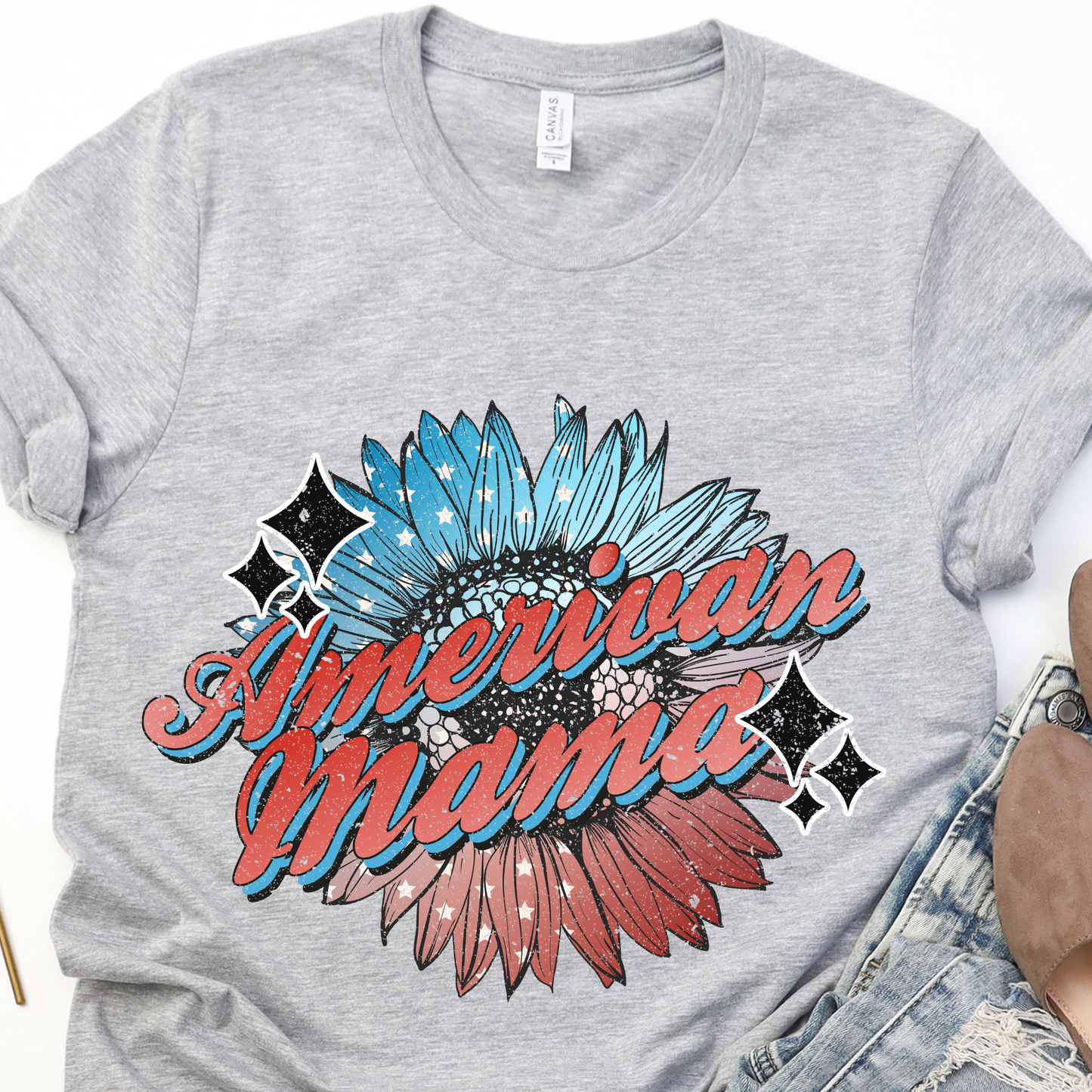 American Mama Flower Graphic Tee