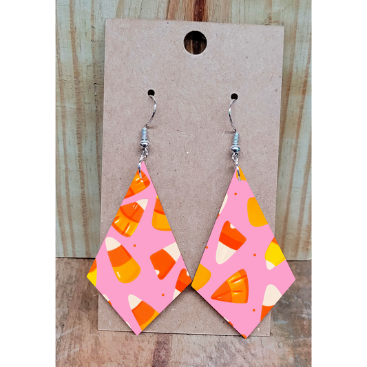 Pink Candy Corn  Earrings