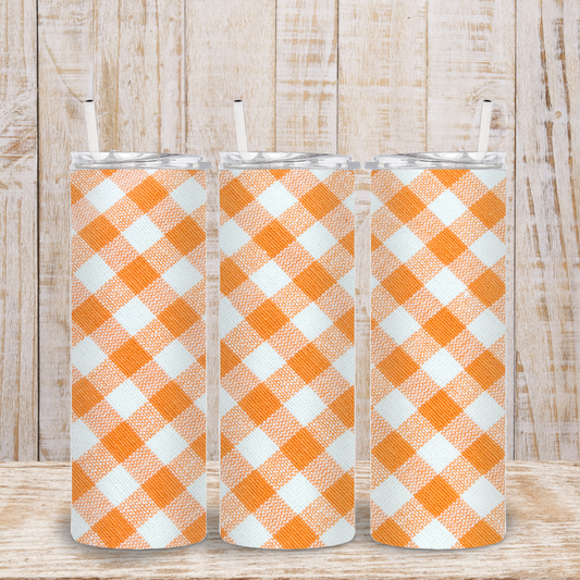 Orange Plaid Tumbler