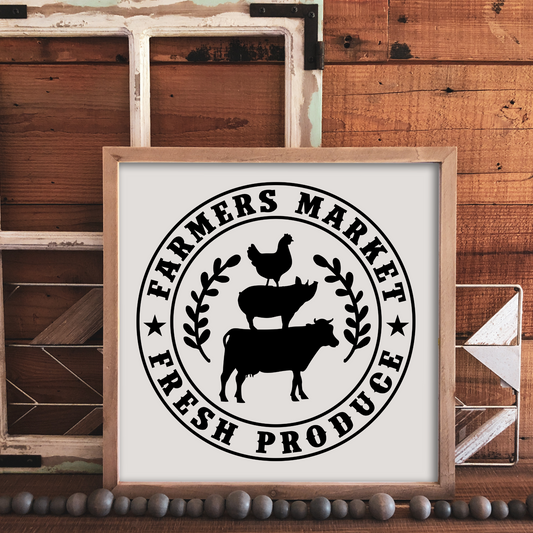 Farmers Market - 12x12 Wood Print