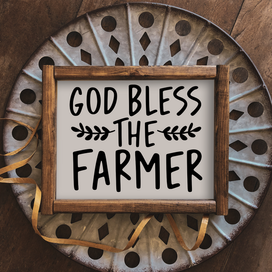 God Bless The Farmer - 8" x 10" Wood Print