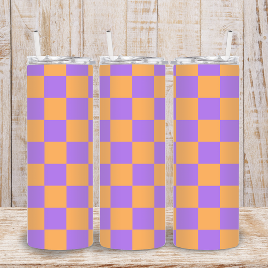 Pastel Purple Checkered Tumbler