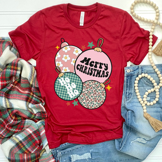 Merry Christmas Ornament Graphic Tee