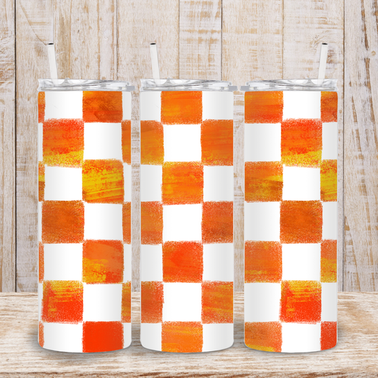Orange Checkered Tumbler