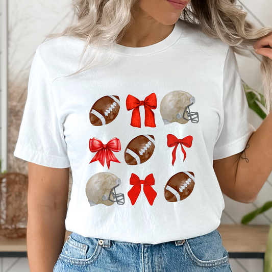 Red Football Bows Graphic Tee