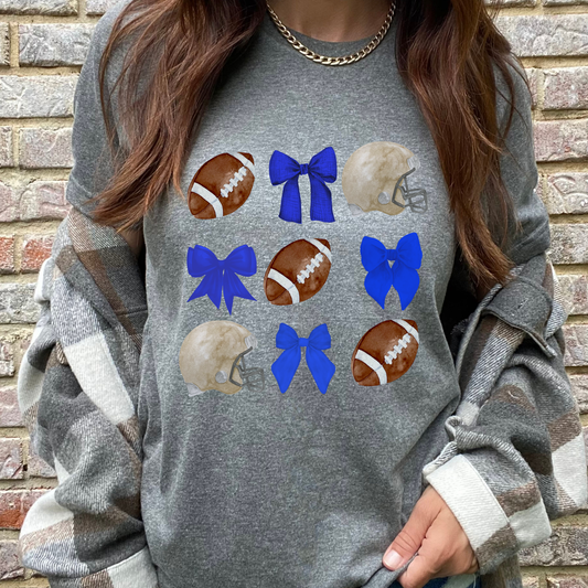 Blue Football Bows Graphic Tee