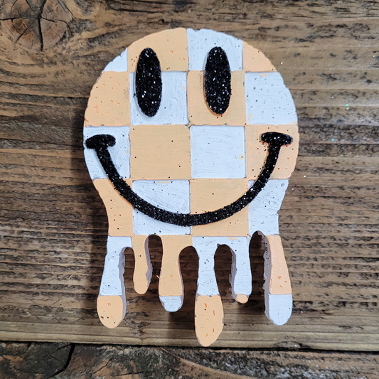 Orange and White Drip Smiley Car Freshie