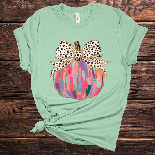 Paint Stroke Pumpkin Mint Green Graphic Tee