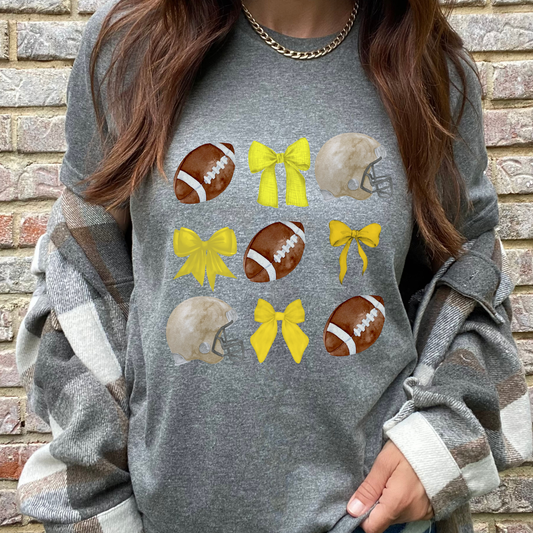Yellow Football Bows Graphic Tee