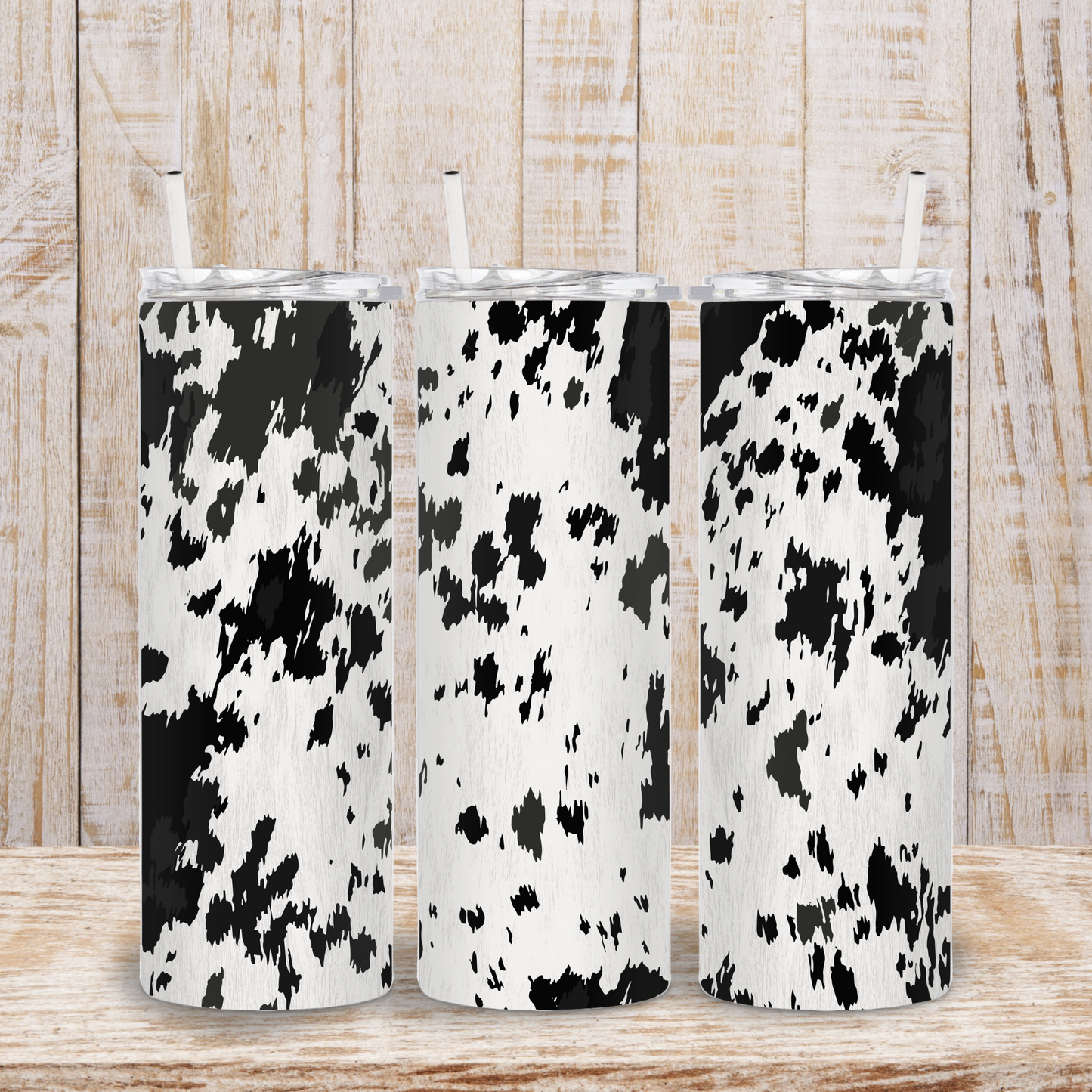 Black and White Cow Print Tumbler