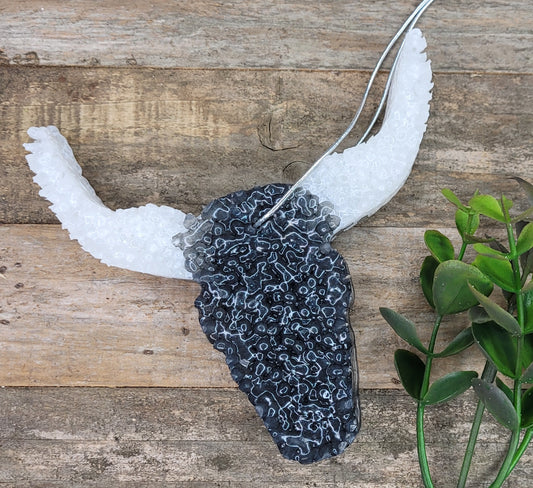 Black Longhorn Car Freshie