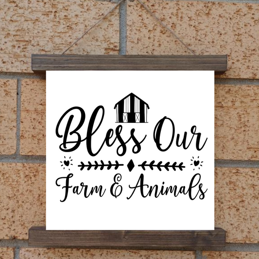 Bless Our Farm and Animals Hanging Canvas
