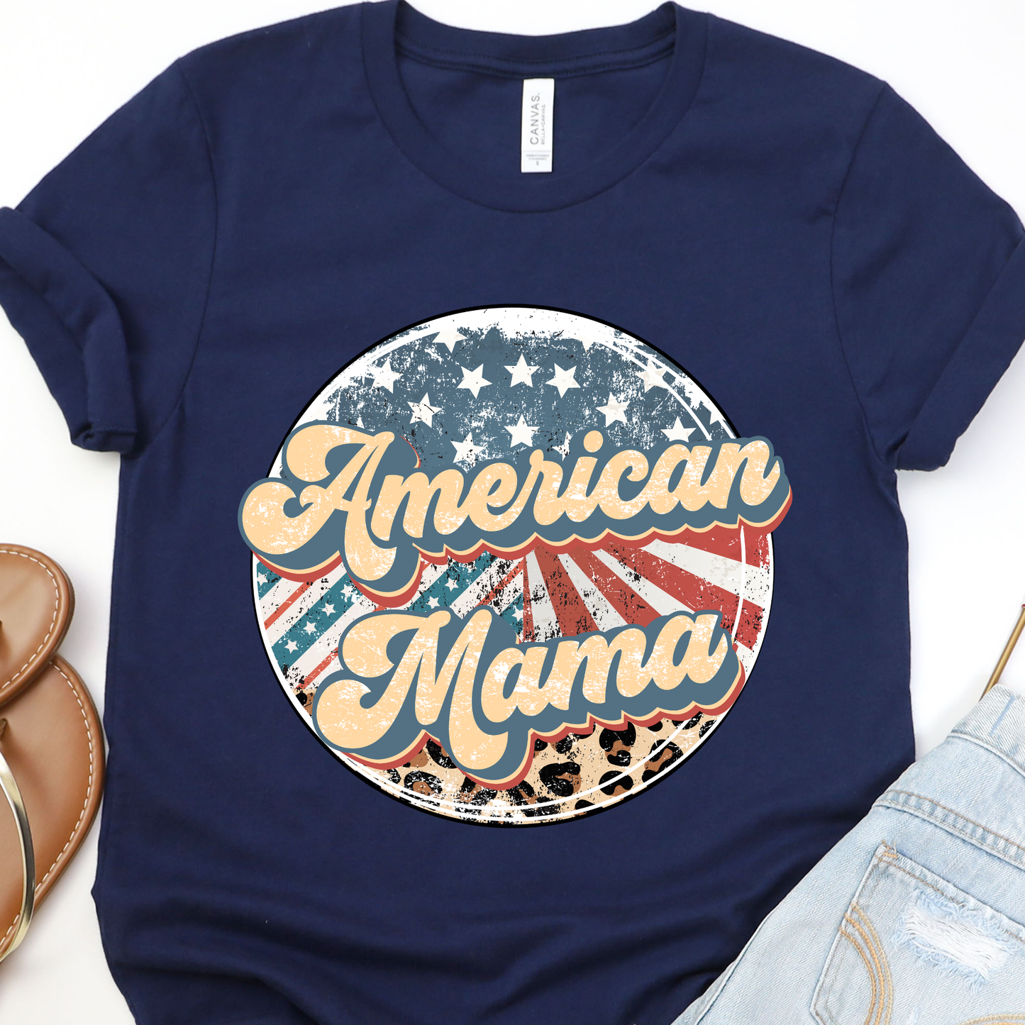 American Mama Distressed Graphic Tee