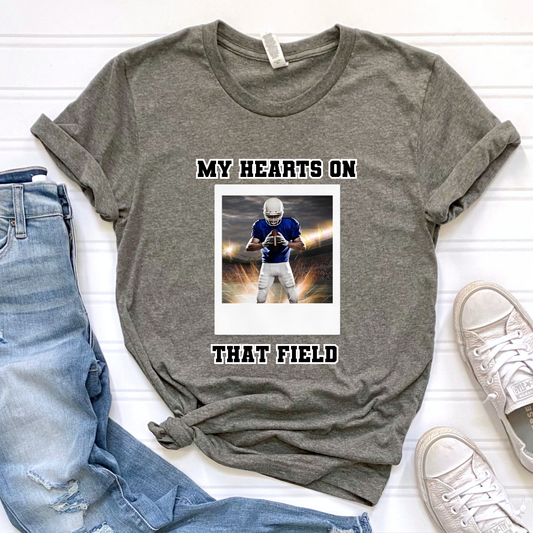 Custom My Heart is on that Field Grey Graphic Tee