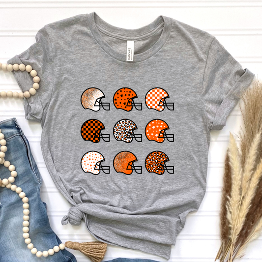 Orange Football Helmets Graphic Tee