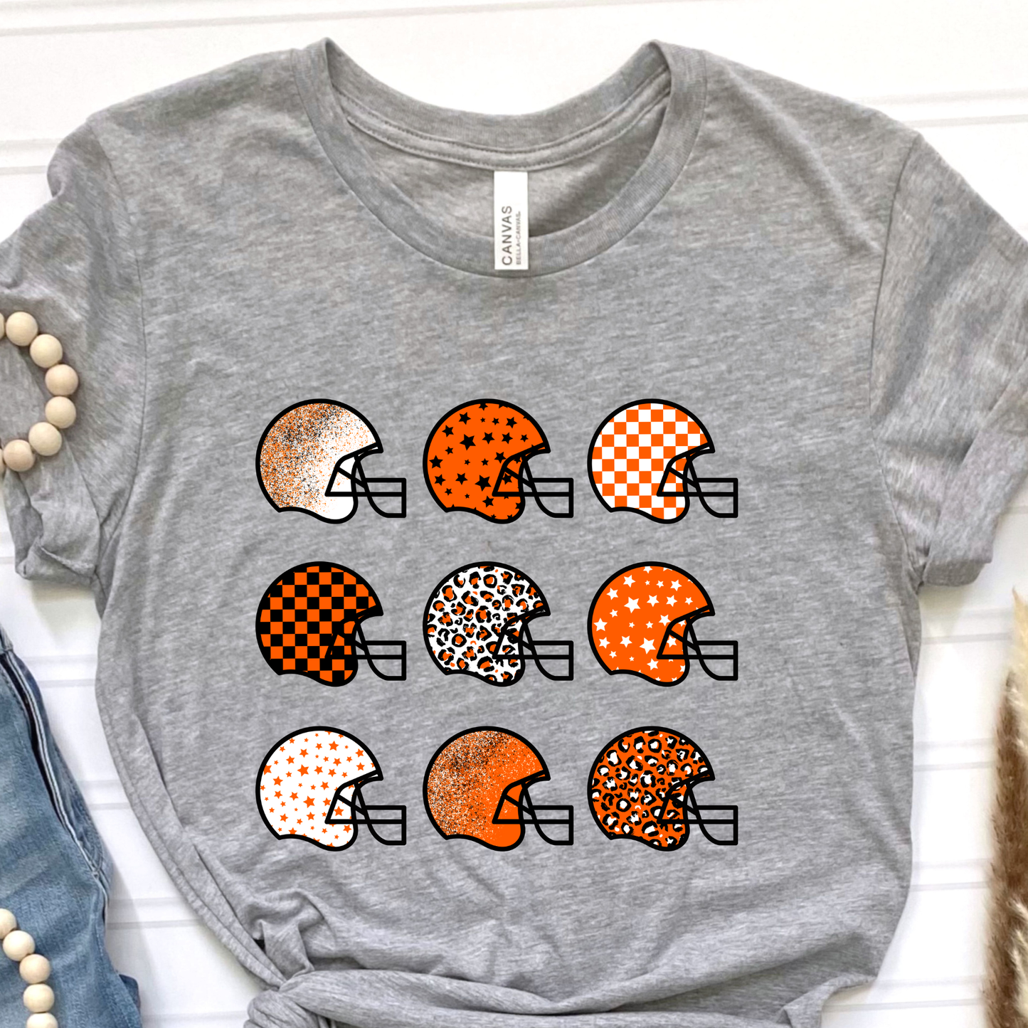 Orange Football Helmets Graphic Tee
