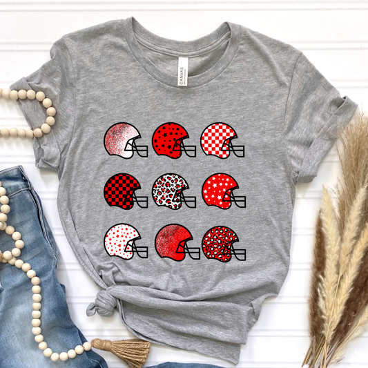 Red Football Helmets Graphic Tee