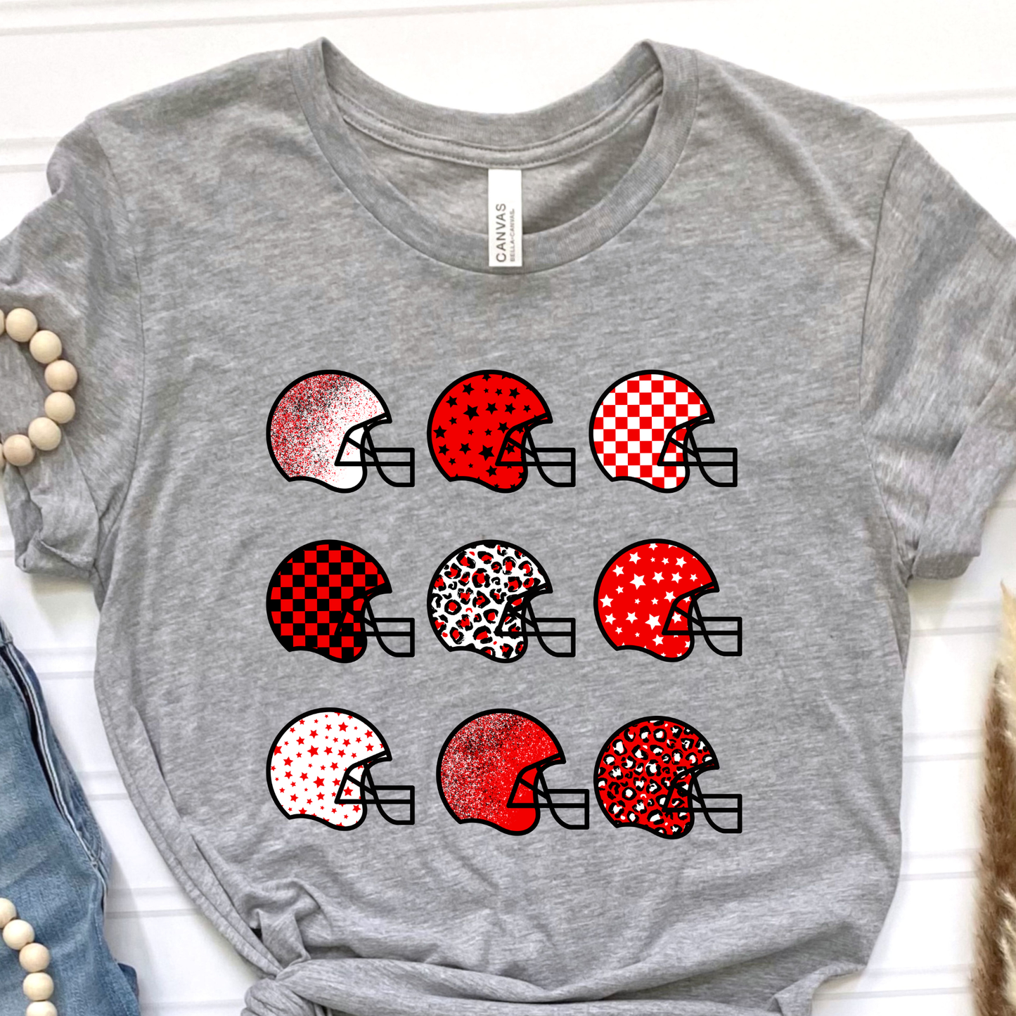 Red Football Helmets Graphic Tee