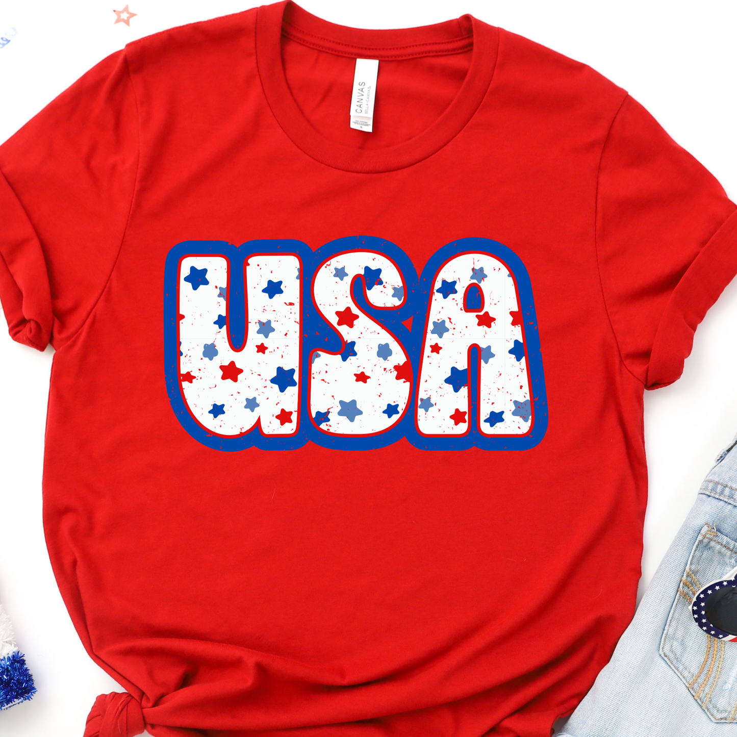 White Star USA Red Graphic Tee