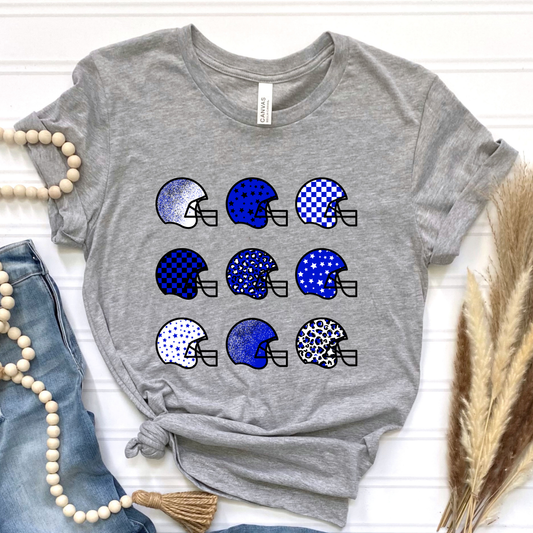 Blue Football Helmets Graphic Tee