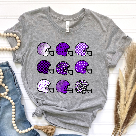 Purple Football Helmets Graphic Tee