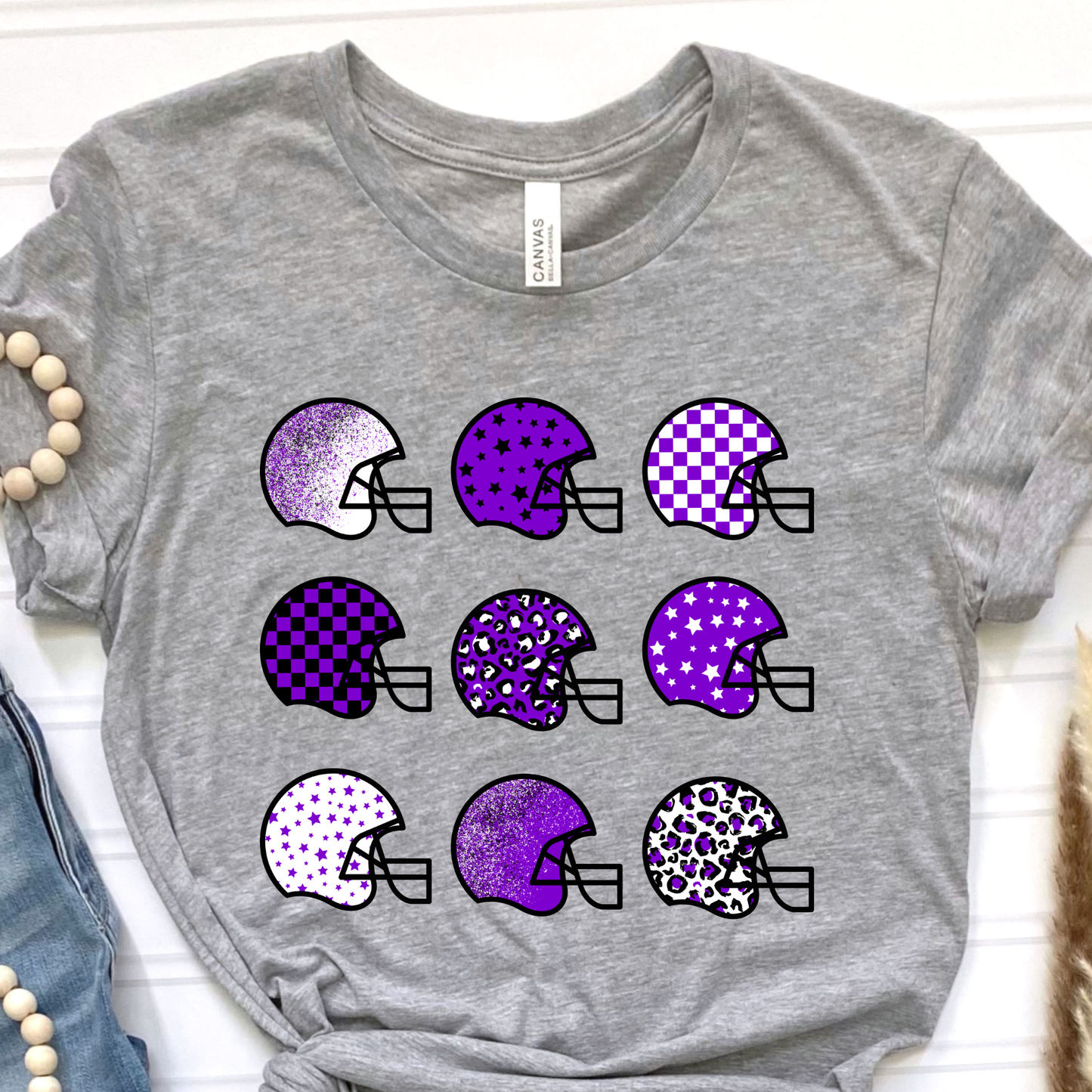 Purple Football Helmets Graphic Tee