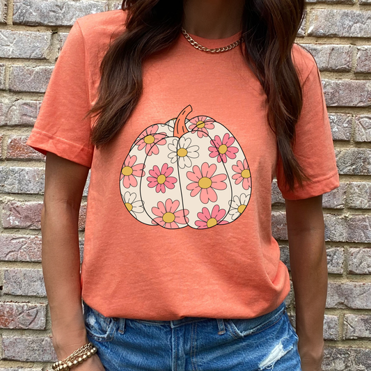 Pink Floral Pumpkin Graphic Tee