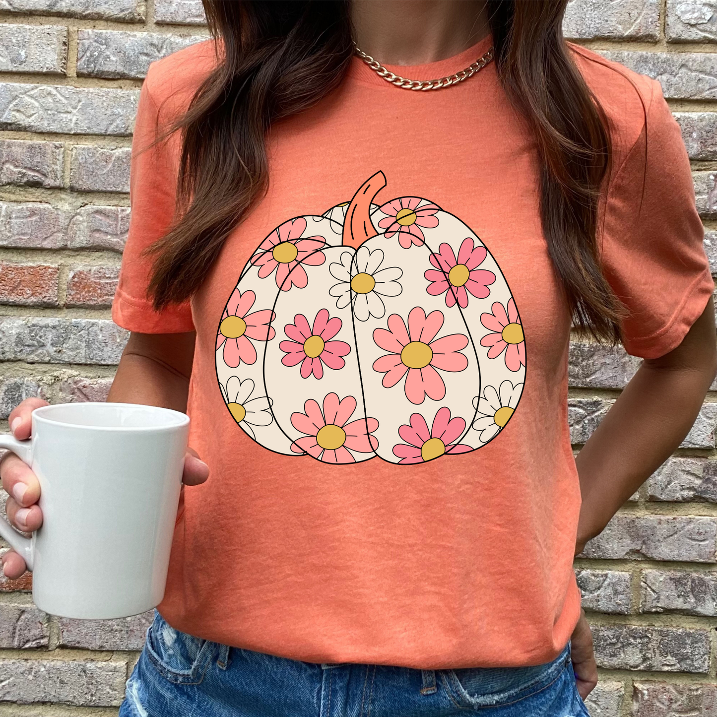 Pink Floral Pumpkin Graphic Tee