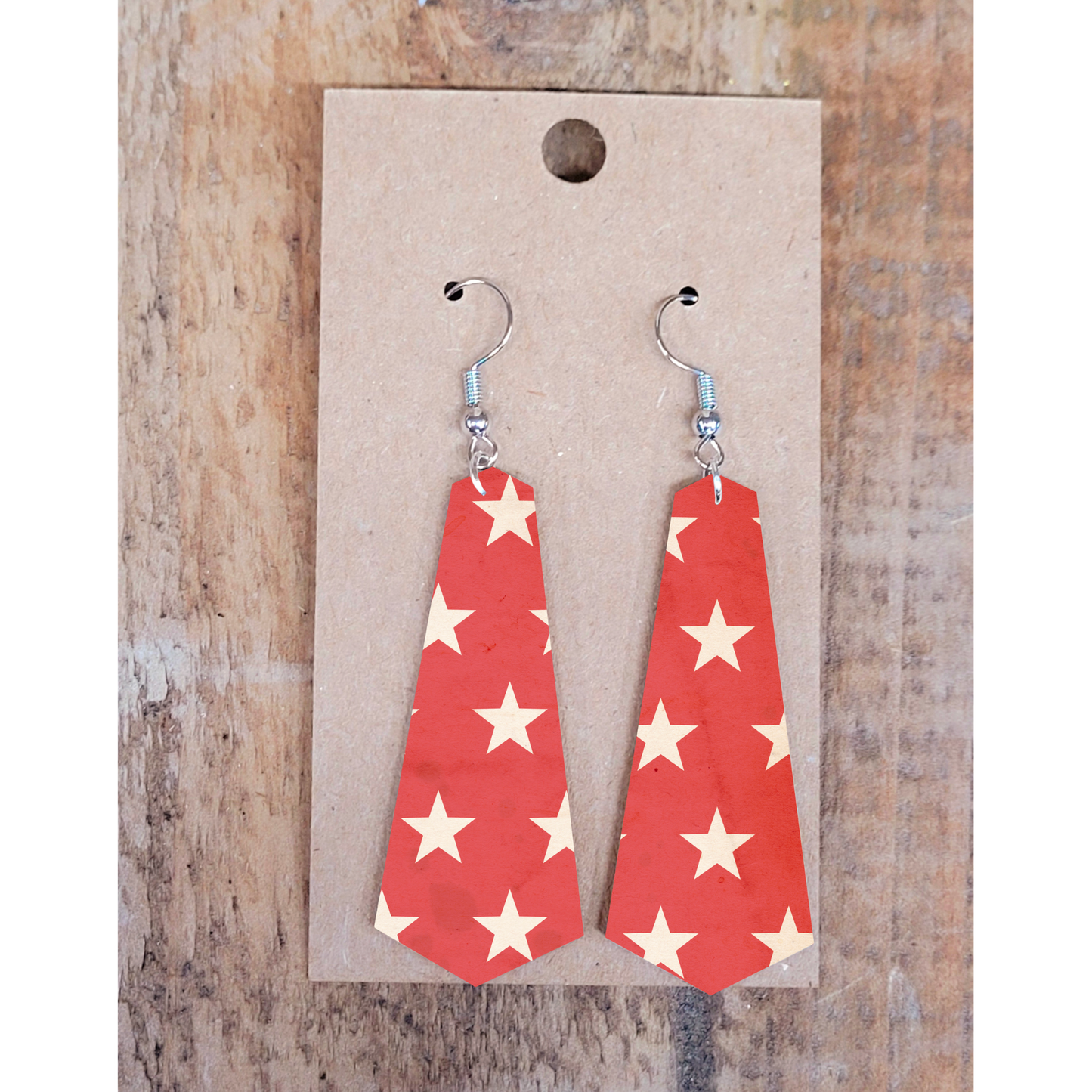 Red and White Stars Earrings