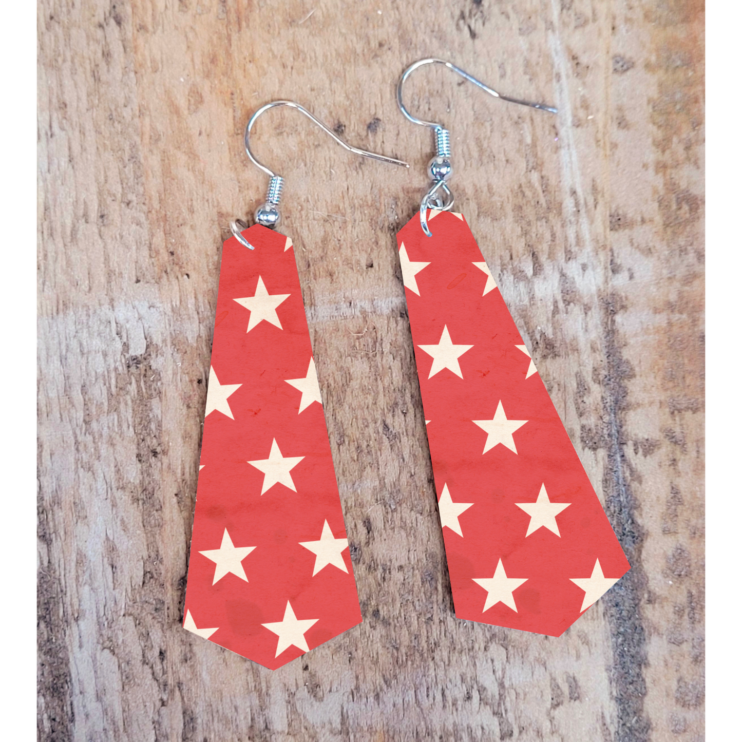 Red and White Stars Earrings