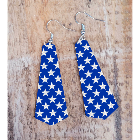 Blue and White Star Earrings