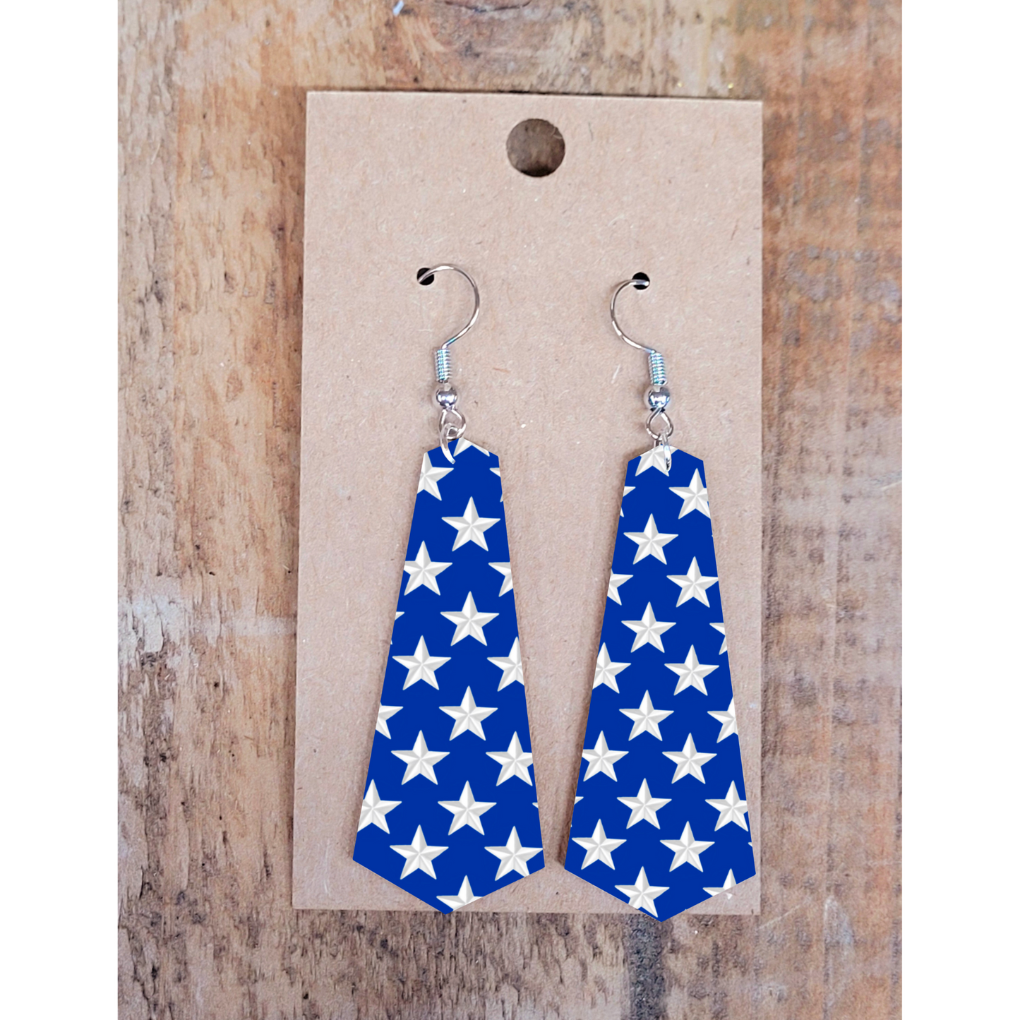 Blue and White Star Earrings