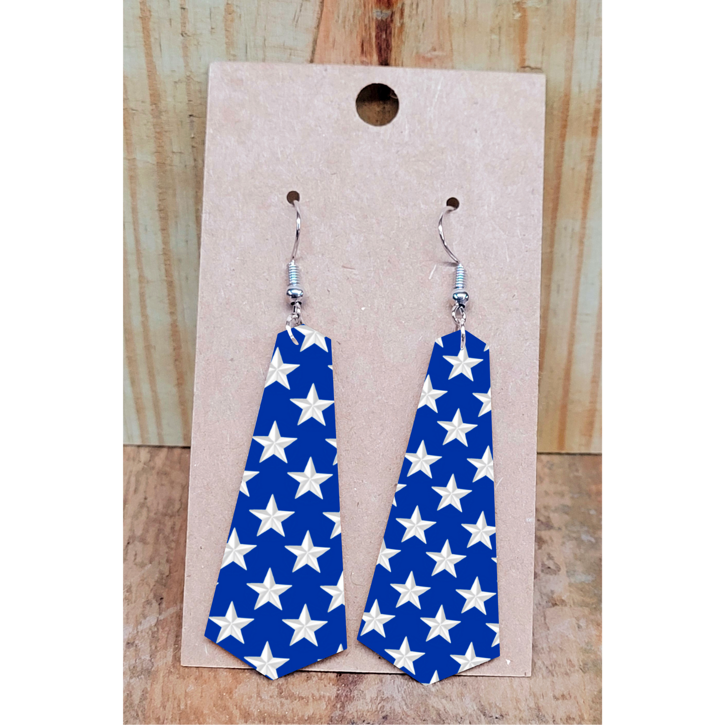 Blue and White Star Earrings