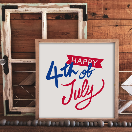 Happy 4th of July - 12x12 Wood Print