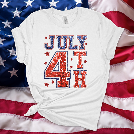 July 4th White Graphic Tee