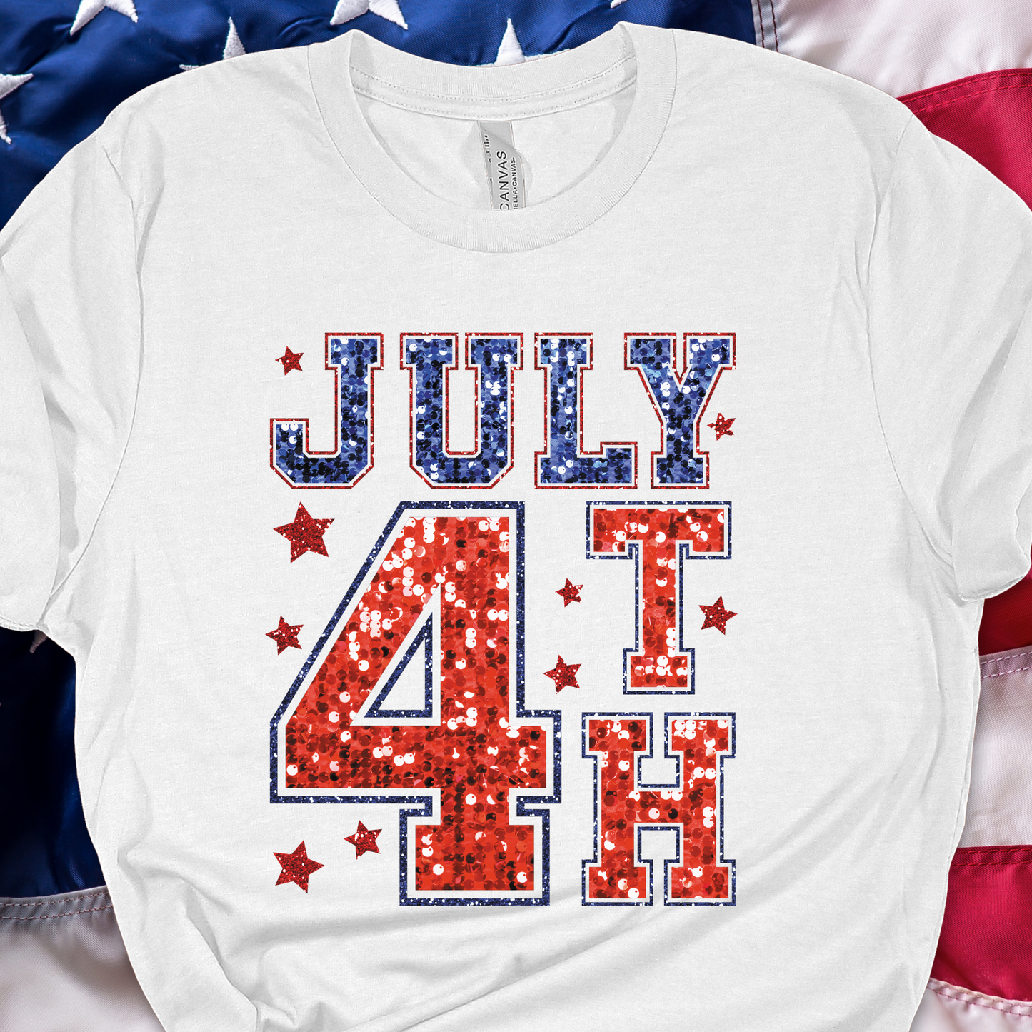July 4th White Graphic Tee