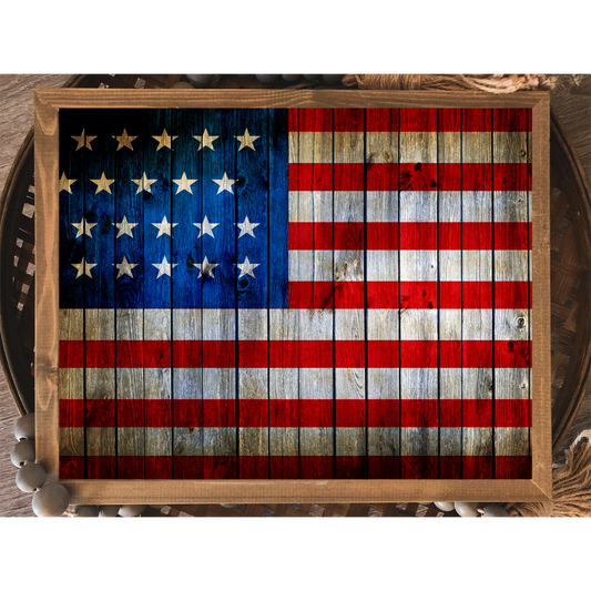 American Flag - 8" x 10" Wood Print