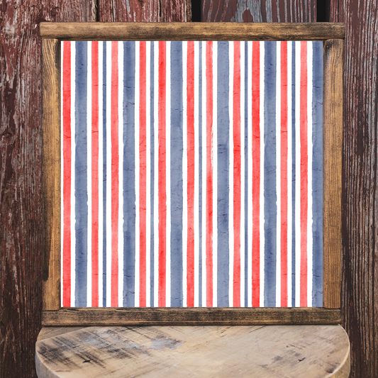 Red, White, and Blue - 12x12 Wood Print
